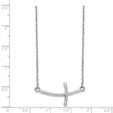 14k White Gold Large Sideways Curved Twist Cross Necklace-WBC-SF2089-19