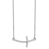 14k White Gold Large Sideways Curved Twist Cross Necklace-WBC-SF2089-19