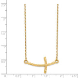 14k Large Sideways Curved Twist Cross Necklace-WBC-SF2090-19