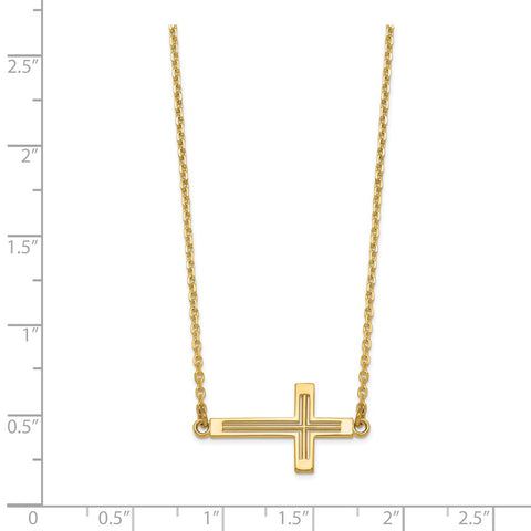 14k Sideways Cut-out Cross Necklace-WBC-SF2096-19