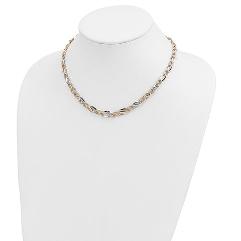 14K Two-tone Polished & Diamond Cut Necklace-WBC-SF2168-17