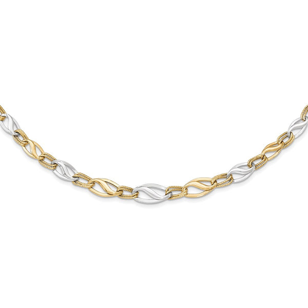 14K Two-tone Polished & Diamond Cut Necklace-WBC-SF2168-17