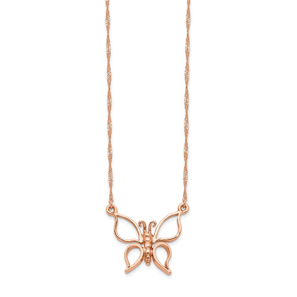 14k Rose Gold Polished Butterfly Necklace-WBC-SF2273-17