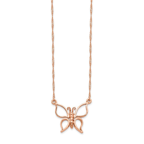 14k Rose Gold Polished Butterfly Necklace-WBC-SF2273-17