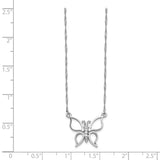 14k White Gold Polished Butterfly Necklace-WBC-SF2274-17