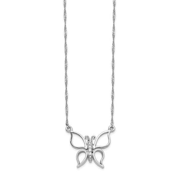 14k White Gold Polished Butterfly Necklace-WBC-SF2274-17