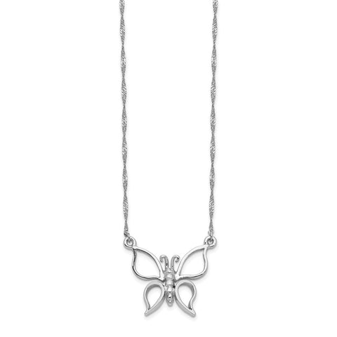 14k White Gold Polished Butterfly Necklace-WBC-SF2274-17