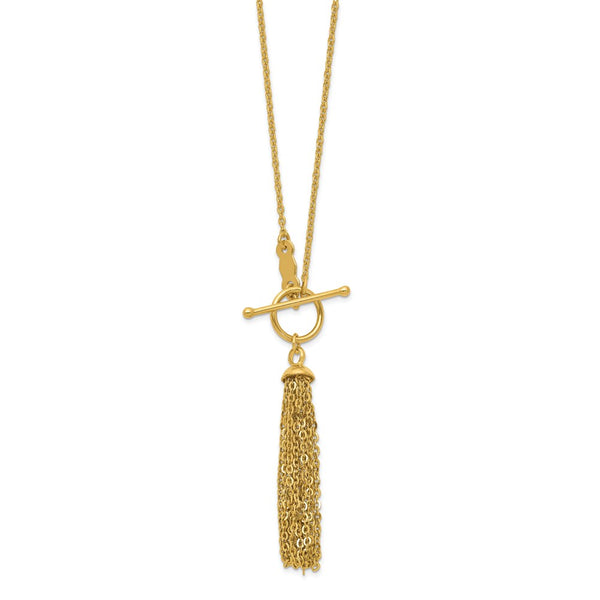 14K Cable Chain Tassel Toggle Necklace-WBC-SF2297-18