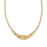 14k Yellow Gold Textured Fancy Link 18 inch Necklace-WBC-SF2437-18