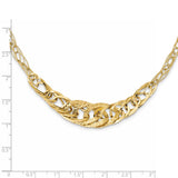 14k Yellow Gold Textured Fancy Link 18 inch Necklace-WBC-SF2437-18