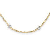 14k Two-tone Polished D/C Fancy Beaded 16in w/2in Ext Necklace-WBC-SF2454-16