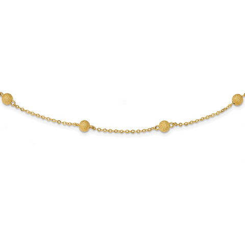14k Textured 7 Stations Ball Necklace-WBC-SF2460-24