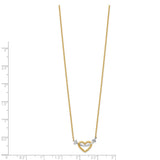 14k w/Rhodium Diamond-cut Heart & Arrow Necklace-WBC-SF2466-17