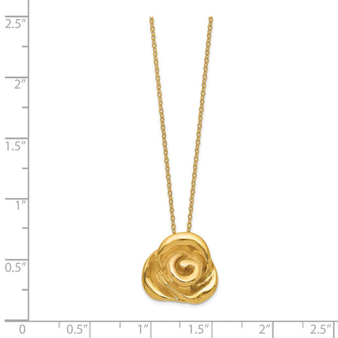 14k Polished Puffed Rose 18in Necklace-WBC-SF2535-18