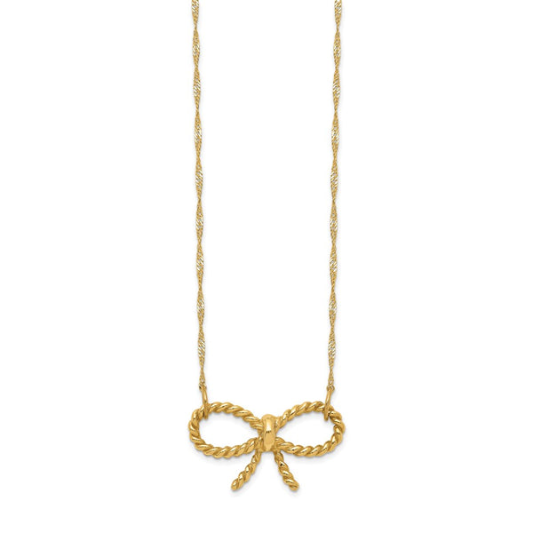 14k Polished Bow 16.5 inch Necklace-WBC-SF2537-16.5