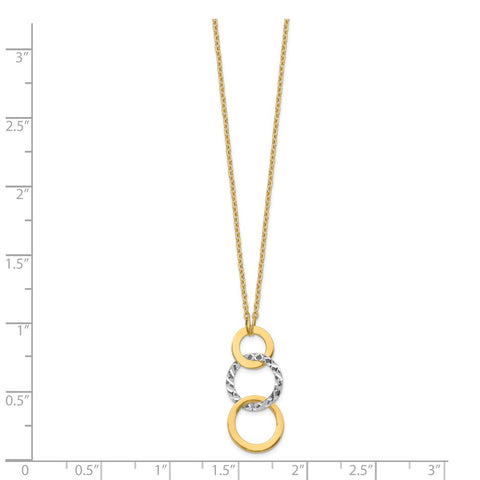 14k Two-tone Polished & Textured 3-Circle Necklace-WBC-SF2550-17