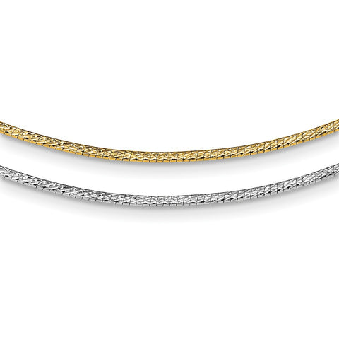 14k Two-Tone 2mm w/ 2in ext. Reversible Omega Necklace-WBC-SF2555-16