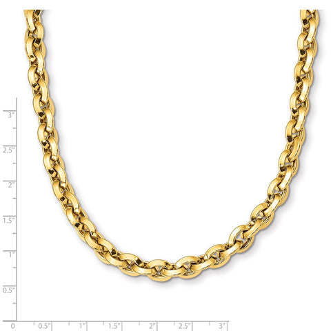 14K Polished Fancy Knife-edge Rolo Link Necklace-WBC-SF2609-17.25