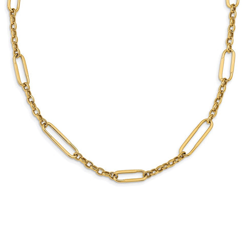 14K Polished Fancy Link Necklace-WBC-SF2615-30