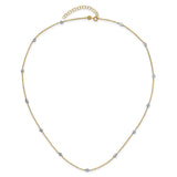 14K & White Rhodium Polished & D/C w/2 in ext Necklace-WBC-SF2629-18