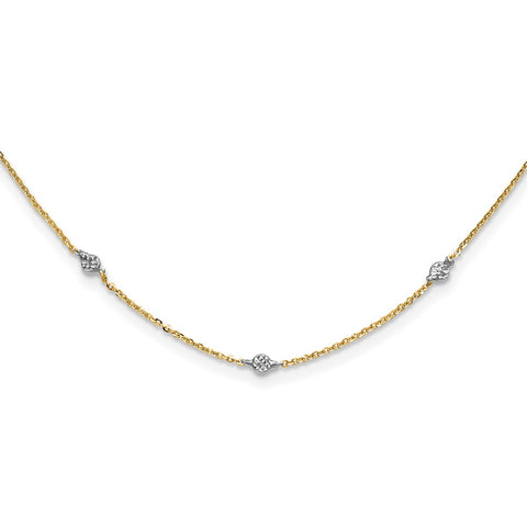 14K & White Rhodium Polished & D/C w/2 in ext Necklace-WBC-SF2629-18