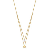 14K Yellow Gold Tiered Star and CZ Necklace-WBC-SF2646-17