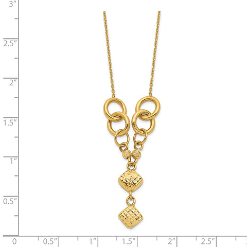 14K Polished & D/C w/2 in ext Necklace-WBC-SF2647-16