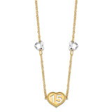 14K Two-tone Polished 15 Heart w/2 in ext Necklace-WBC-SF2654-16.5