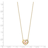 14K Two-Tone Hearts CZ with 2IN EXT Necklace-WBC-SF2656-18