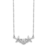 14K White Brushed & Polished Sand Dollar Starfish Necklace-WBC-SF2671-17