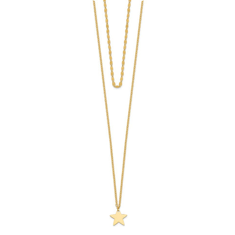 14k Star 2 Layer Adjustable from 13-16in Choker Necklace-WBC-SF2678-13