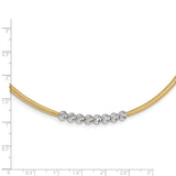 14K Two-tone D/C Beads Stretch Mesh Necklace-WBC-SF2683-17.25
