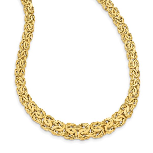 14k Fancy Graduated 7-12mm Flat Byzantine Necklace-WBC-SF2733-17.5