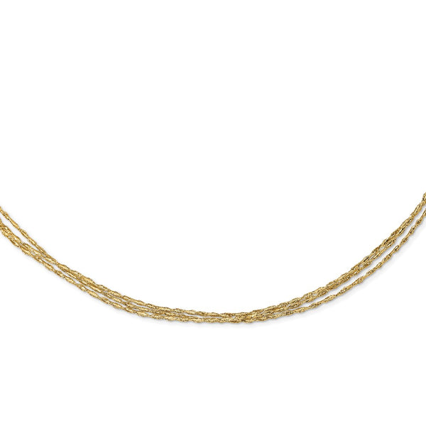 14K Three Strand Twisted Stretch Mesh Necklace-WBC-SF2740-17.5