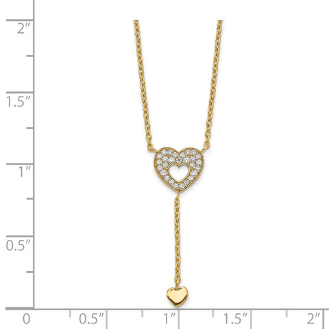 14K Heart with CZs Necklace-WBC-SF2759-17