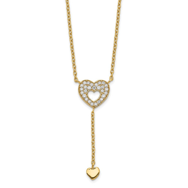 14K Heart with CZs Necklace-WBC-SF2759-17