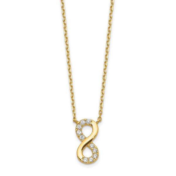 14K Infinity Symbol CZ with 2IN EXT Necklace-WBC-SF2765-18