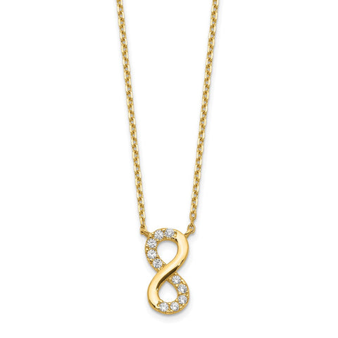 14K Infinity Symbol CZ with 2IN EXT Necklace-WBC-SF2765-18