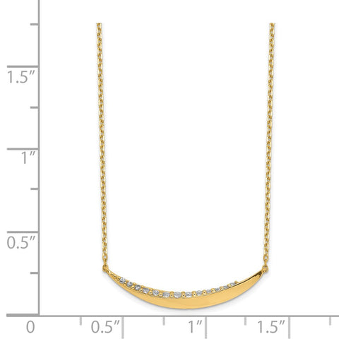14K Curved Bar CZ with 2IN EXT Necklace-WBC-SF2769-18