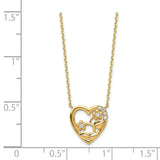 14K Heart with Flowers & CZ with 2IN EXT Necklace-WBC-SF2770-18