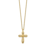 14K Cross CZ with 2IN EXT Necklace-WBC-SF2771-18