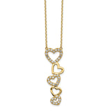 14K Polished Hearts CZ with 2IN EXT Necklace-WBC-SF2772-18