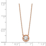 14K Rose Gold Circle CZ w/ 1in ext. Necklace-WBC-SF2776-15
