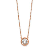 14K Rose Gold Circle CZ w/ 1in ext. Necklace-WBC-SF2776-15