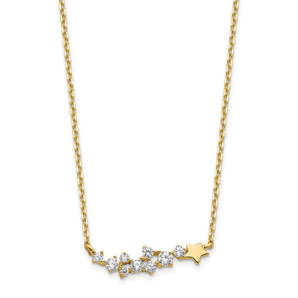 14K Yellow Gold Shooting Star w/ 1in ext. CZ Necklace-WBC-SF2777-15