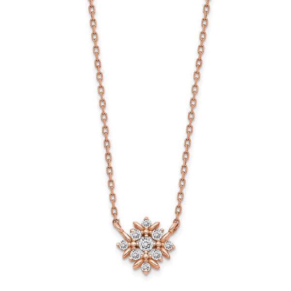 14K Rose Gold Fancy CZ w/1in ext. Necklace-WBC-SF2778-15