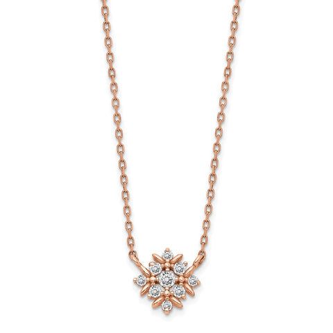 14K Rose Gold Fancy CZ w/1in ext. Necklace-WBC-SF2778-15