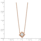 14K Rose Gold Square CZ w/ 1in ext. Necklace-WBC-SF2779-15