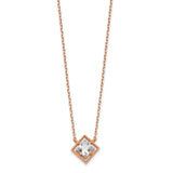 14K Rose Gold Square CZ w/ 1in ext. Necklace-WBC-SF2779-15