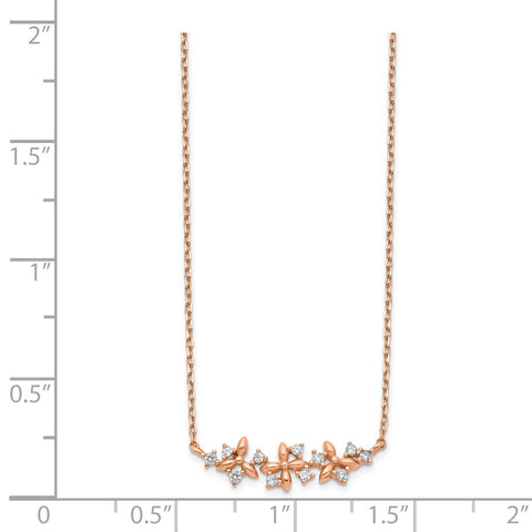 14K Rose Gold Fancy CZ w/ 1in ext. Necklace-WBC-SF2780-15